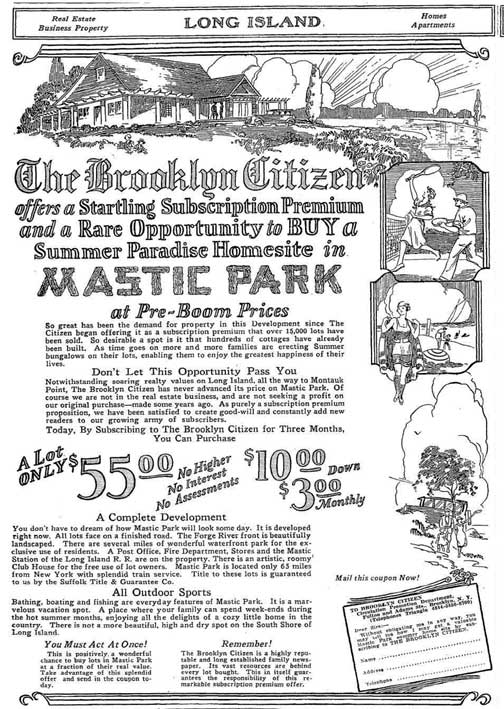 Mastic Park Advertisement